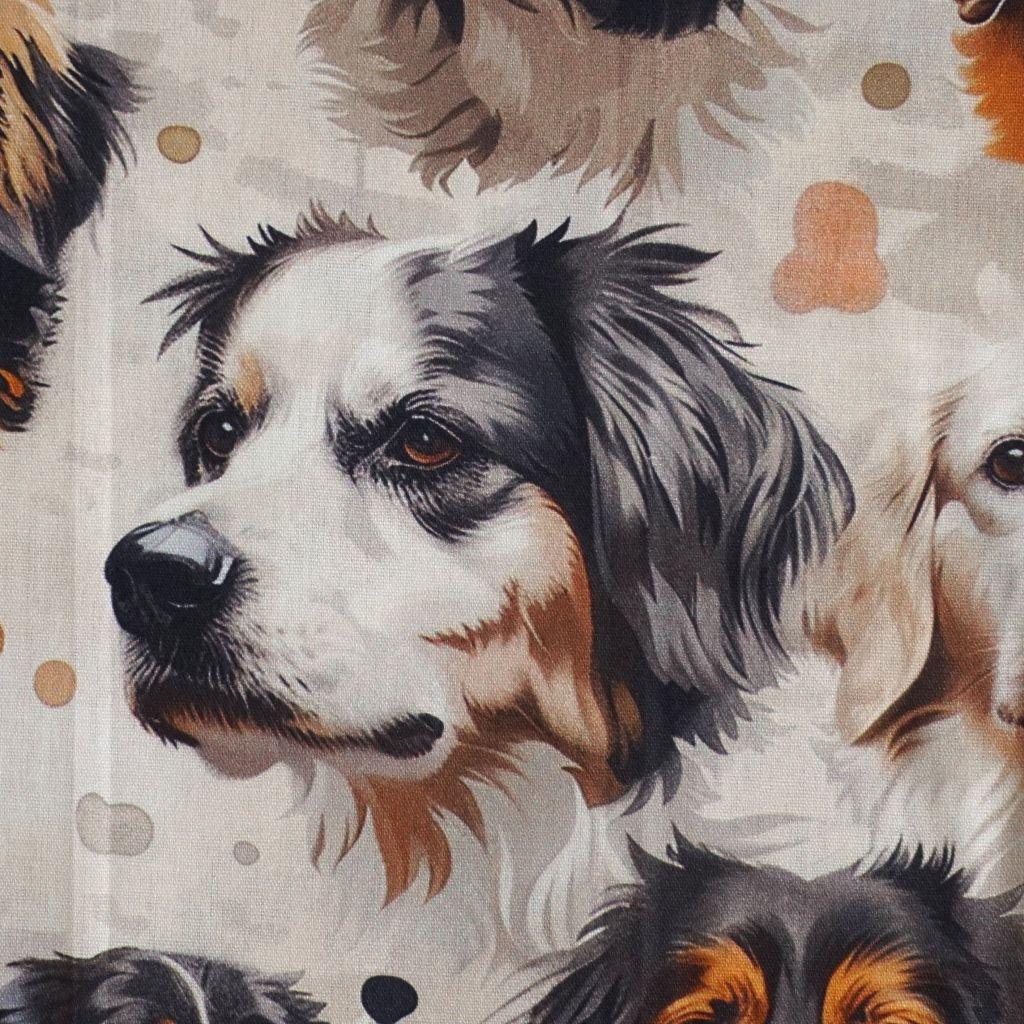 Baumwollstoff Motivdruck digital Hundeköpfe